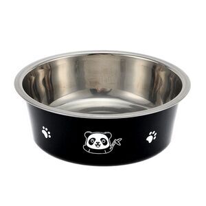 Non-Skid Medium Dog Bowl Panda Pattern for Indoor and Outdoor Black